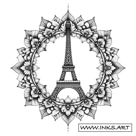 Tattoo Design Eiffel Tower Mandala Art Style Dotwork Tattoo Design Eiffel Tower Mandala Art Style Dotwork