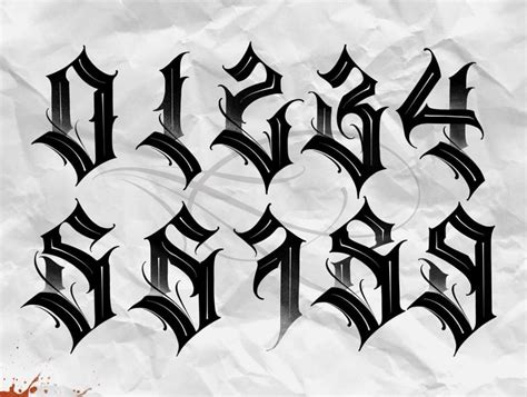 Tattoo Numbers Chicano Calligraffiti Gothic Style Tattoo Tattoo Numbers Chicano Calligraffiti Gothic Style Tattoo