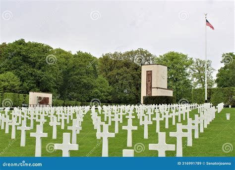 The Luxembourg American Cemetery And Memorial With American Flag Stock The Luxembourg American Cemetery And Memorial With American Flag Stock