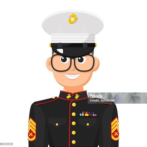 Us Marine Sergeant In Simple Flat Vector Personal Profile Icon Or