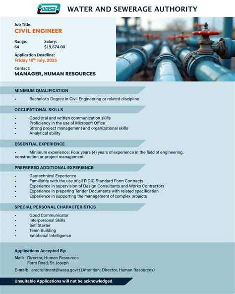 Vacancy For The Position Of Civil Engineer Wasatnt Wasavacancy