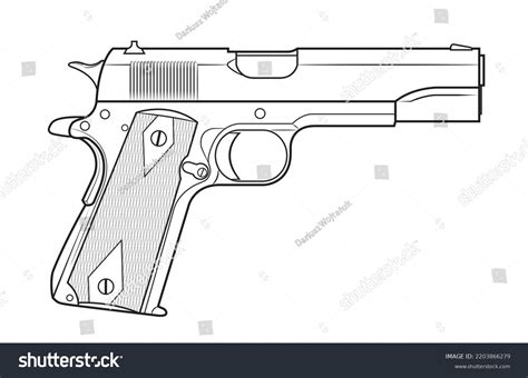 Vector Illustration Of The Colt 1911 Automatic Pistol With Diamonds On Vector Illustration Of The Colt 1911 Automatic Pistol With Diamonds On