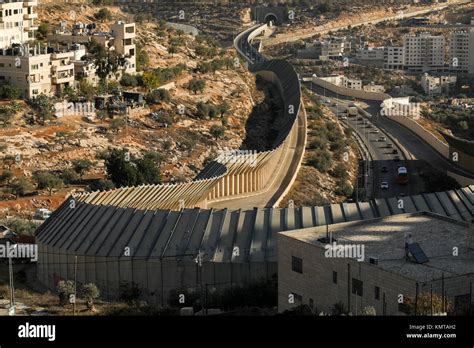 View Of Israeli West Bank Barrier From Bethlehem Stock Photo Alamy