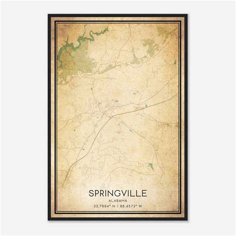 Vintage Springville Alabama Map Poster Springville Al City Road Wall Art Print Custom Maps Posters Vintage Springville Alabama Map Poster Springville Al City Road Wall Art Print Custom Maps Posters