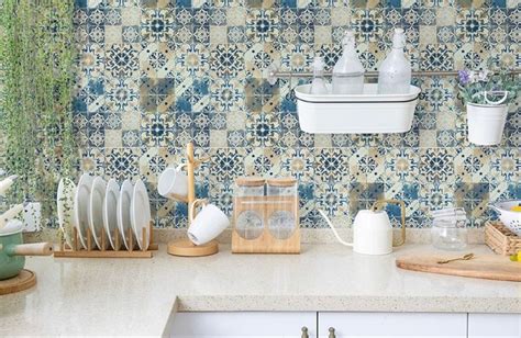 Vintage Tile Kitchen Contact Paper Boho Tile Pattern Vintage Tile Kitchen Contact Paper Boho Tile Pattern