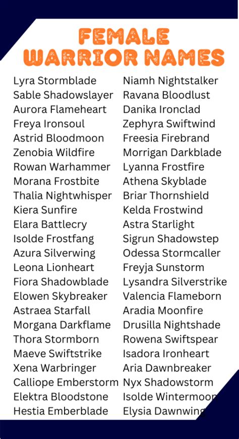 Warrior Names For Females